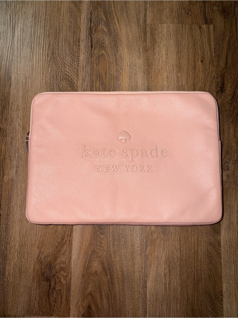 kate spade blush pink pebbled leather laptop sleeve 15”
